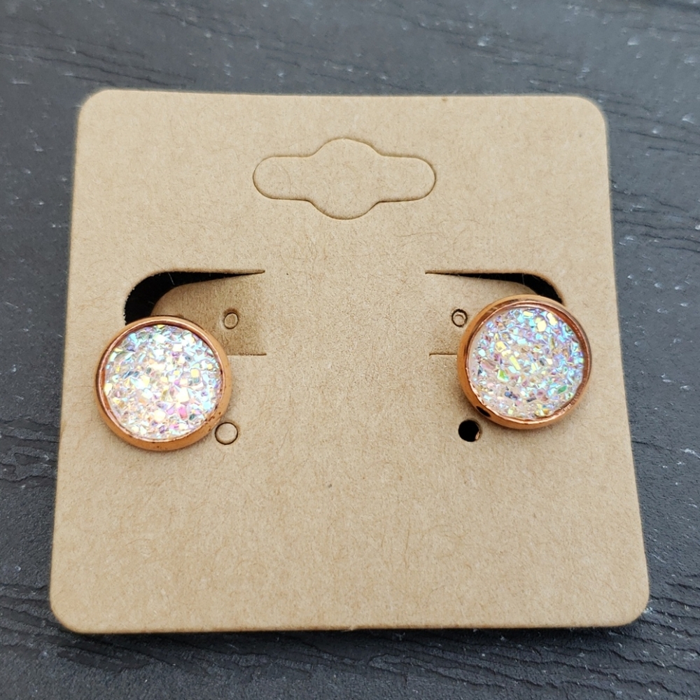 10mm Handcrafted Faux Druzy Clip-on Earrings